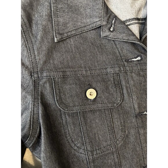 GUESS Women's  Large Denim Truckers Jacket Black Made In USA New w/o Tags - Picture 3 of 9